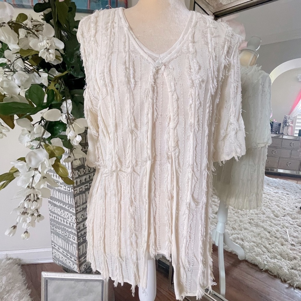 Escada Fringe Cardigan and Tank Top Set